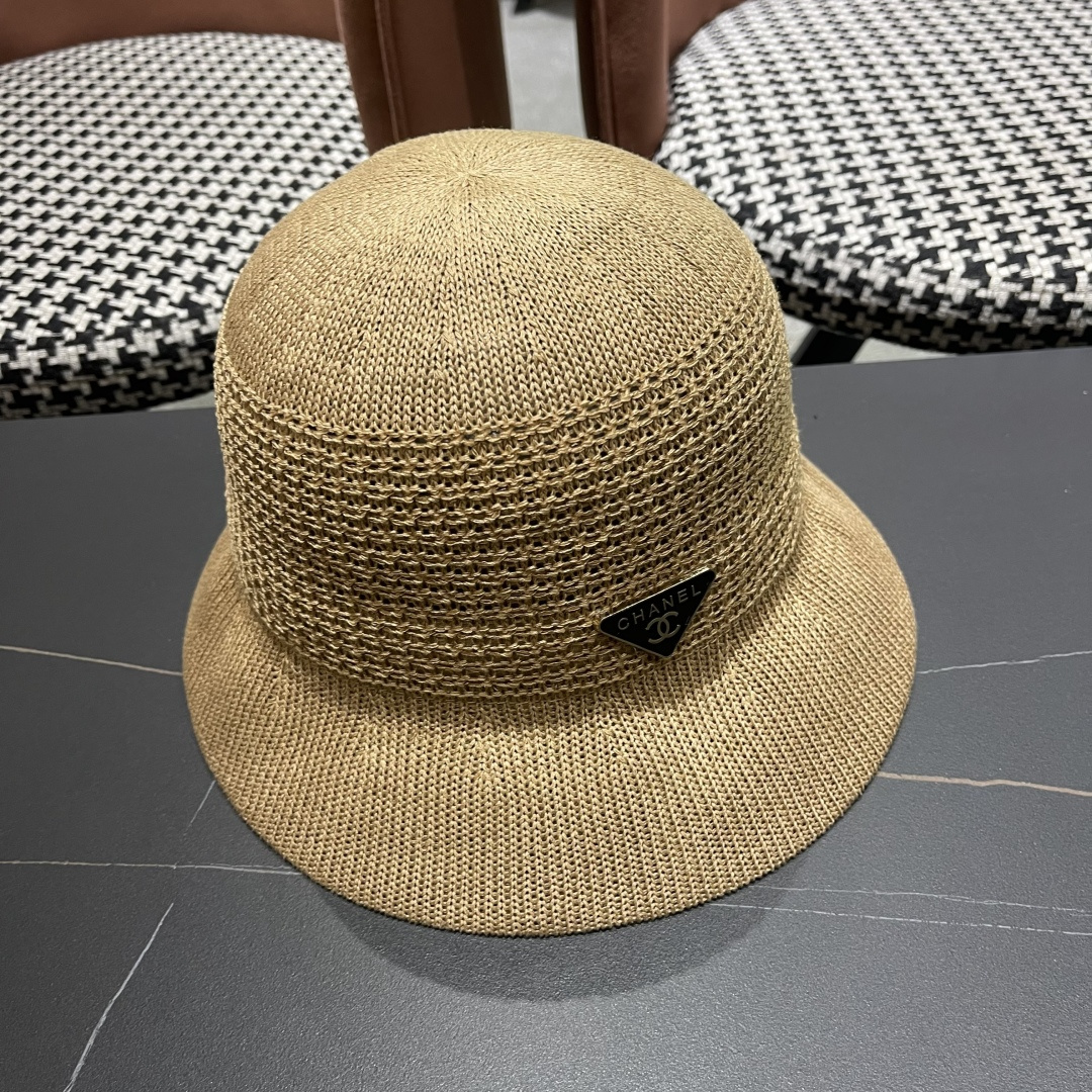  香奈儿Chanel 2025新款镂空透气渔夫帽子女夏天百搭可折叠显脸小盆帽遮阳防晒太阳帽 