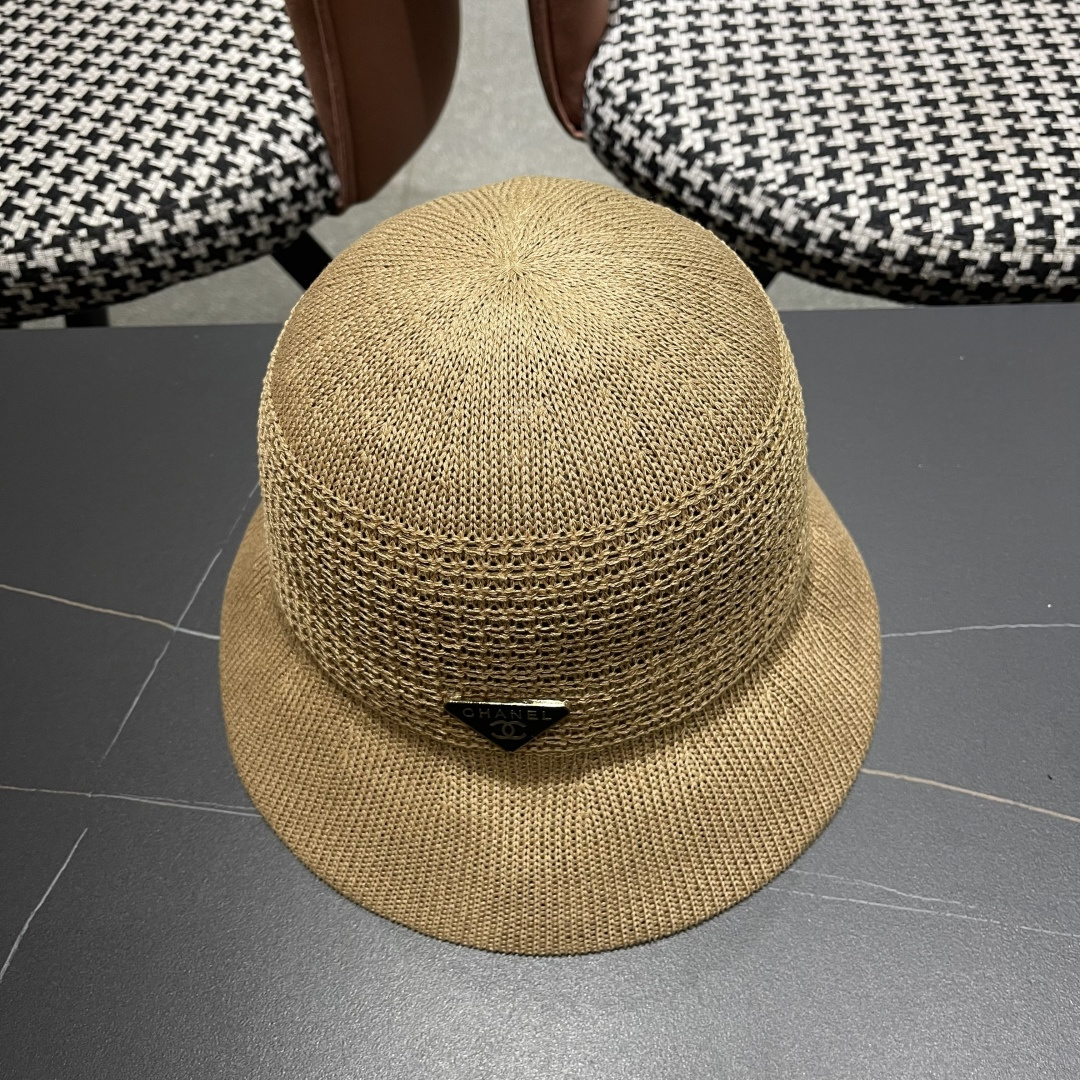  香奈儿Chanel 2025新款镂空透气渔夫帽子女夏天百搭可折叠显脸小盆帽遮阳防晒太阳帽 
