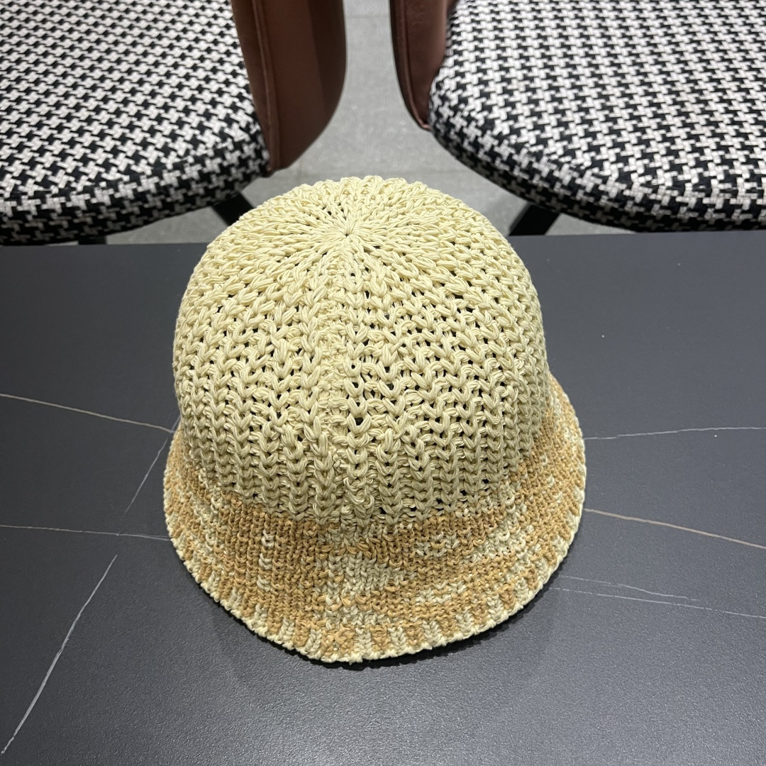  香奈儿Chanel日系拼色复古菱形格遮阳针织帽女春夏韩版百搭显
脸小素颜水桶帽潮