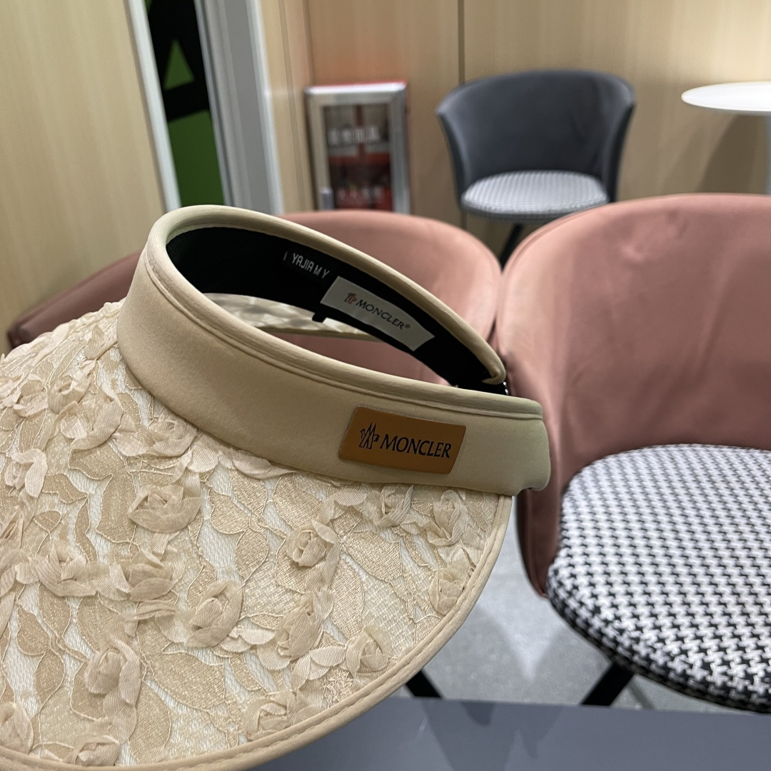  蒙口MONCLER2025新款花朵空顶帽女春夏出游遮阳防晒帽显脸小