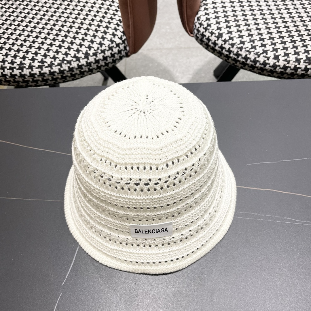  BALENCIAGA 巴黎世家日系百搭针织镂空渔夫帽子女春夏季2025新款透气遮阳防晒帽子