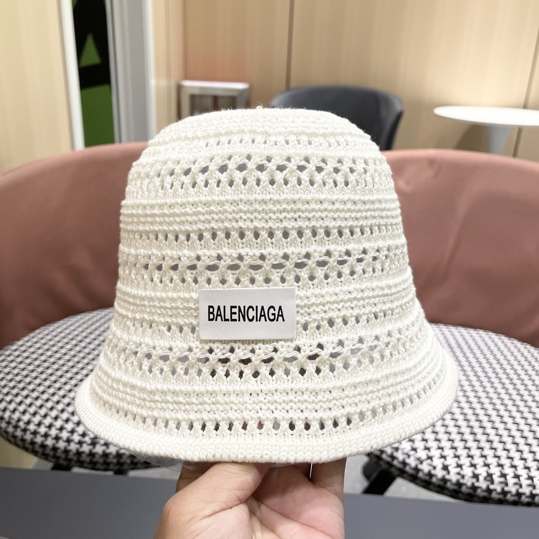  BALENCIAGA 巴黎世家日系百搭针织镂空渔夫帽子女春夏季2025新款透气遮阳防晒帽子