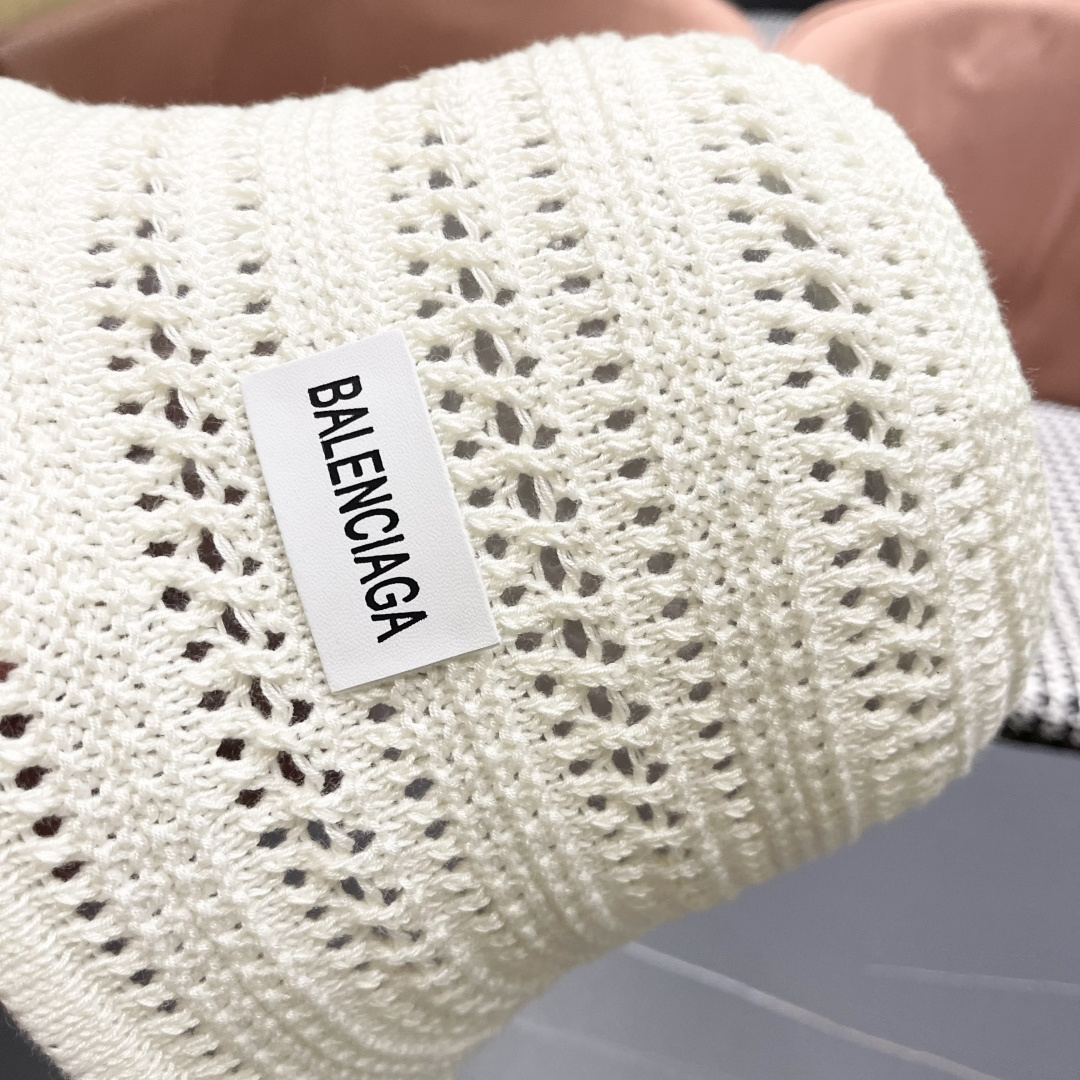  BALENCIAGA 巴黎世家日系百搭针织镂空渔夫帽子女春夏季2025新款透气遮阳防晒帽子