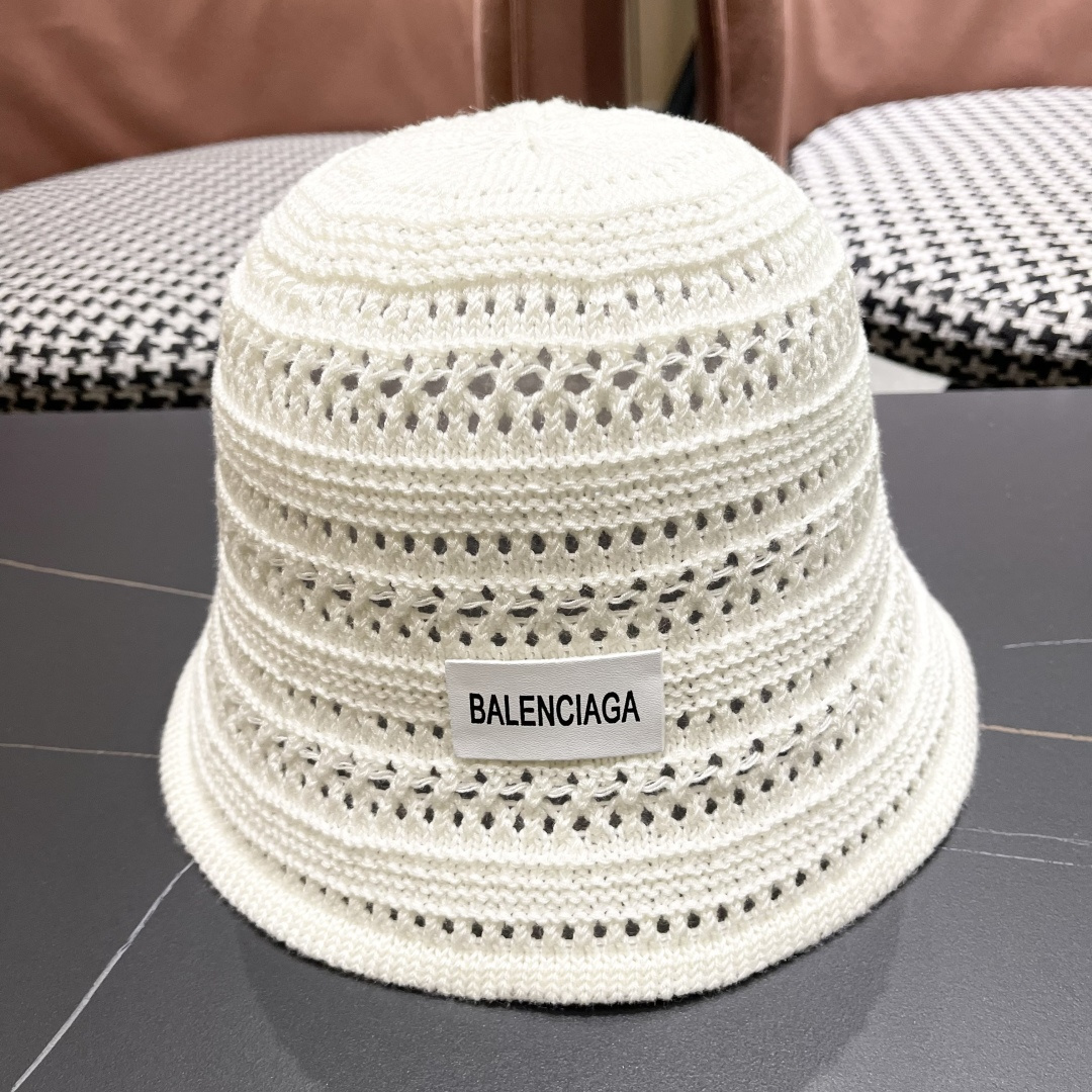  BALENCIAGA 巴黎世家日系百搭针织镂空渔夫帽子女春夏季2025新款透气遮阳防晒帽子