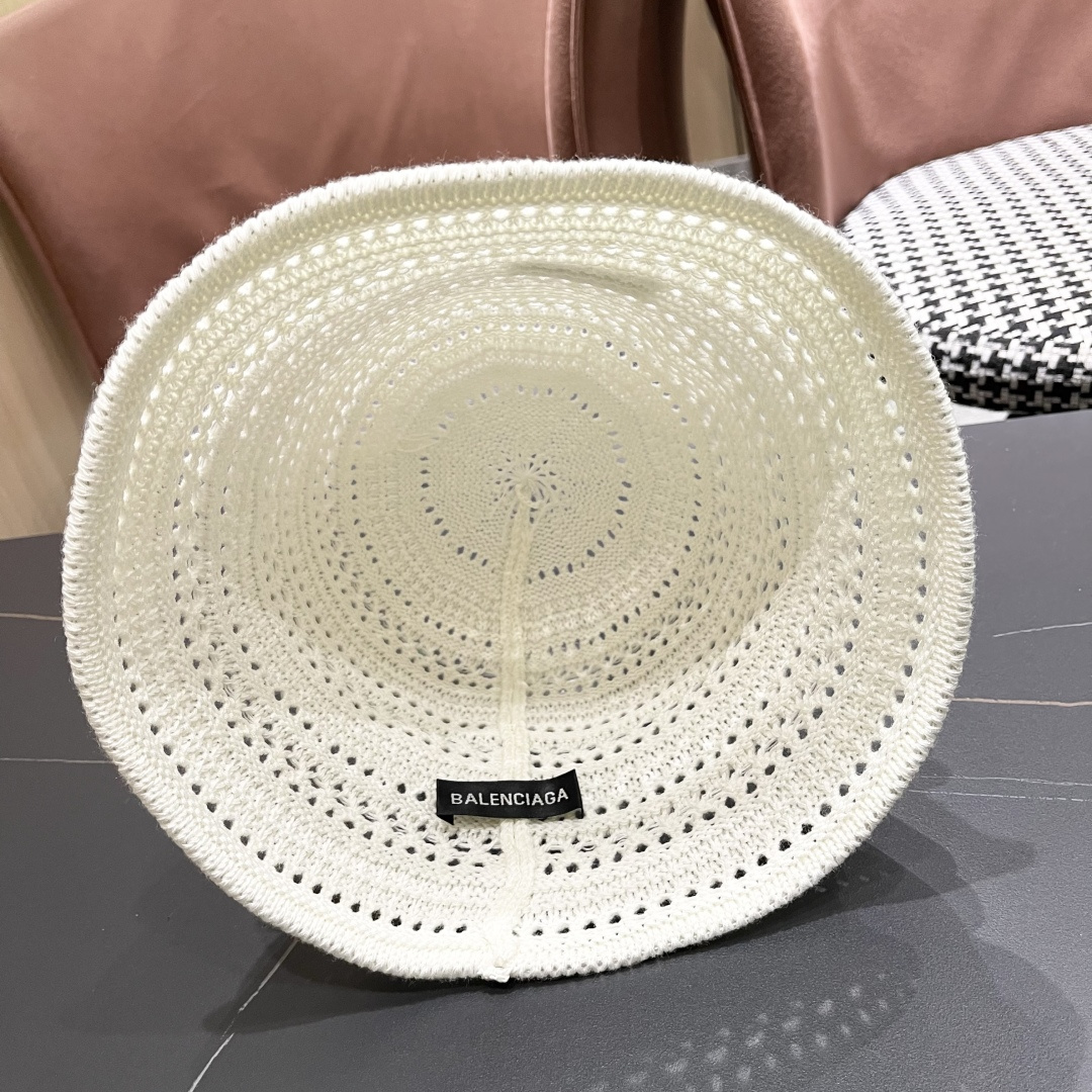  BALENCIAGA 巴黎世家日系百搭针织镂空渔夫帽子女春夏季2025新款透气遮阳防晒帽子