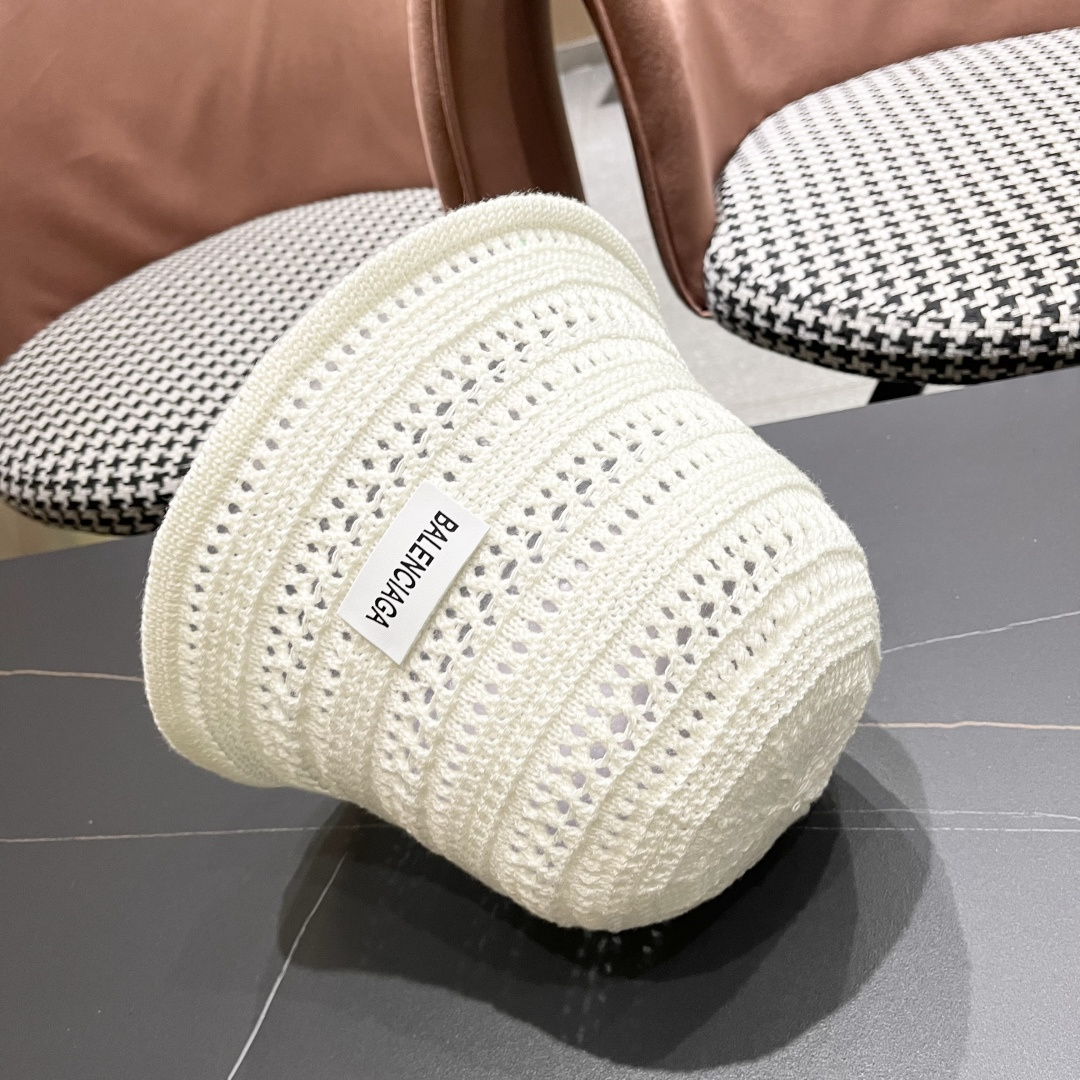  BALENCIAGA 巴黎世家日系百搭针织镂空渔夫帽子女春夏季2025新款透气遮阳防晒帽子