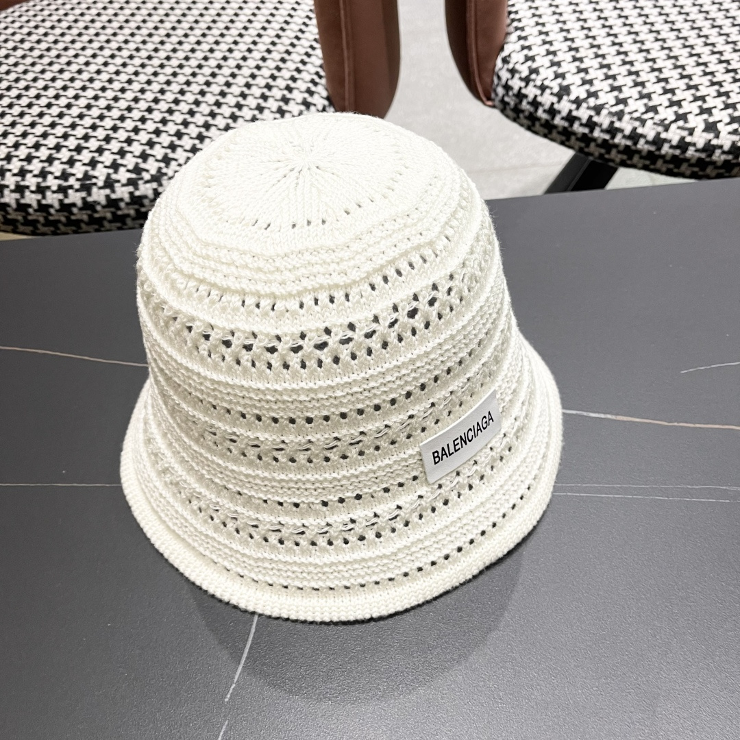  BALENCIAGA 巴黎世家日系百搭针织镂空渔夫帽子女春夏季2025新款透气遮阳防晒帽子
