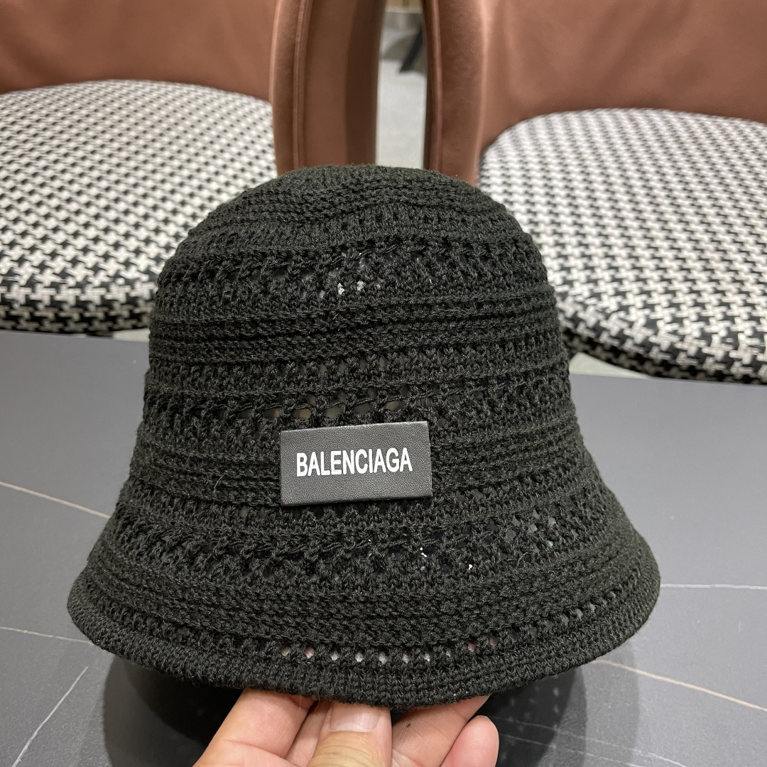  BALENCIAGA 巴黎世家日系百搭针织镂空渔夫帽子女春夏季2025新款透气遮阳防晒帽子