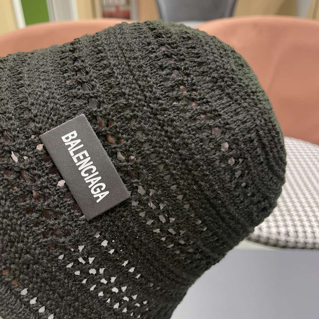  BALENCIAGA 巴黎世家日系百搭针织镂空渔夫帽子女春夏季2025新款透气遮阳防晒帽子