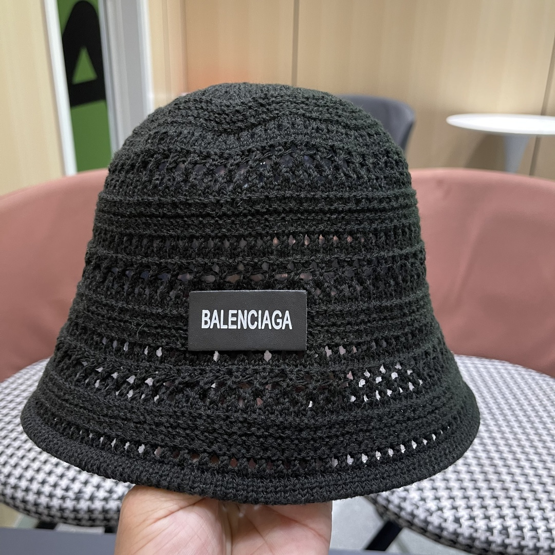  BALENCIAGA 巴黎世家日系百搭针织镂空渔夫帽子女春夏季2025新款透气遮阳防晒帽子