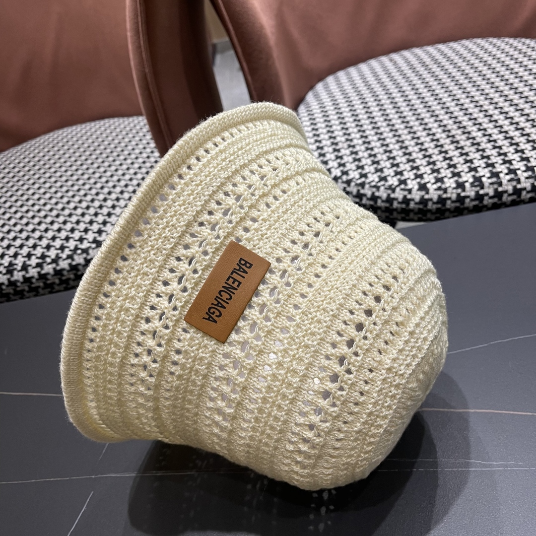  BALENCIAGA 巴黎世家日系百搭针织镂空渔夫帽子女春夏季2025新款透气遮阳防晒帽子