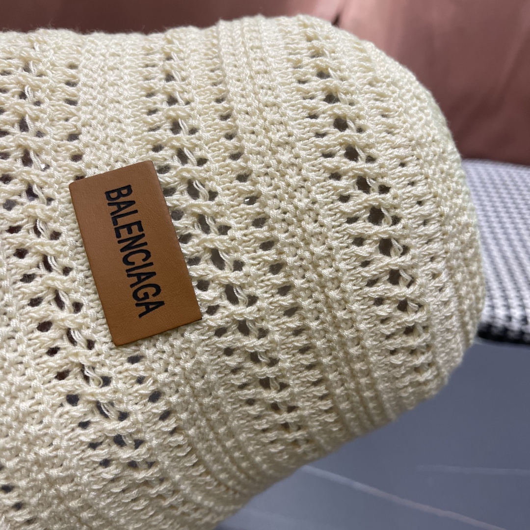  BALENCIAGA 巴黎世家日系百搭针织镂空渔夫帽子女春夏季2025新款透气遮阳防晒帽子
