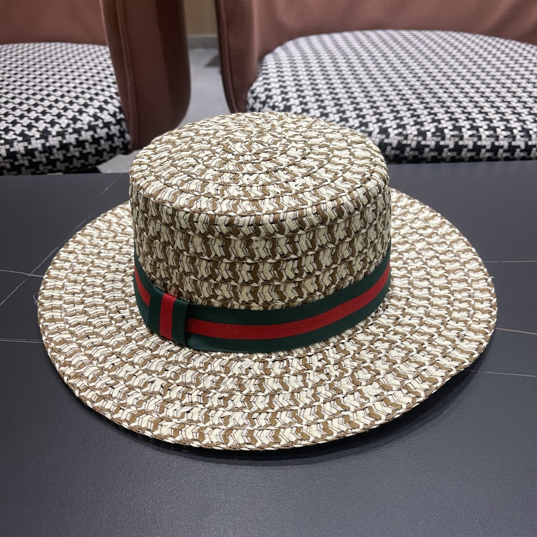  【GUCCI古奇】2025新款草编遮阳草帽🤩沙滩风，简约大方，百搭单品～新品上架