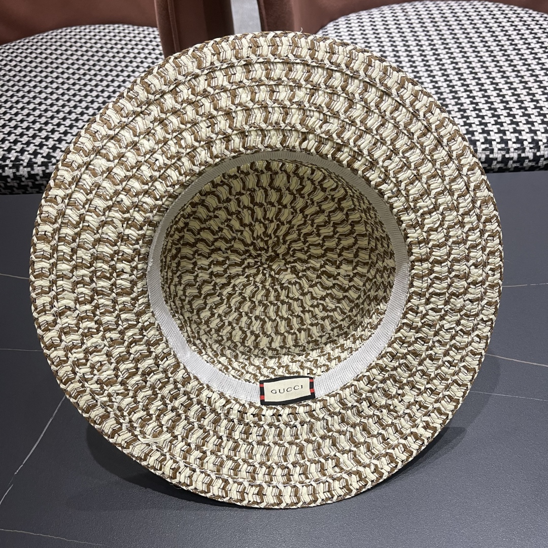  【GUCCI古奇】2025新款草编遮阳草帽🤩沙滩风，简约大方，百搭单品～新品上架