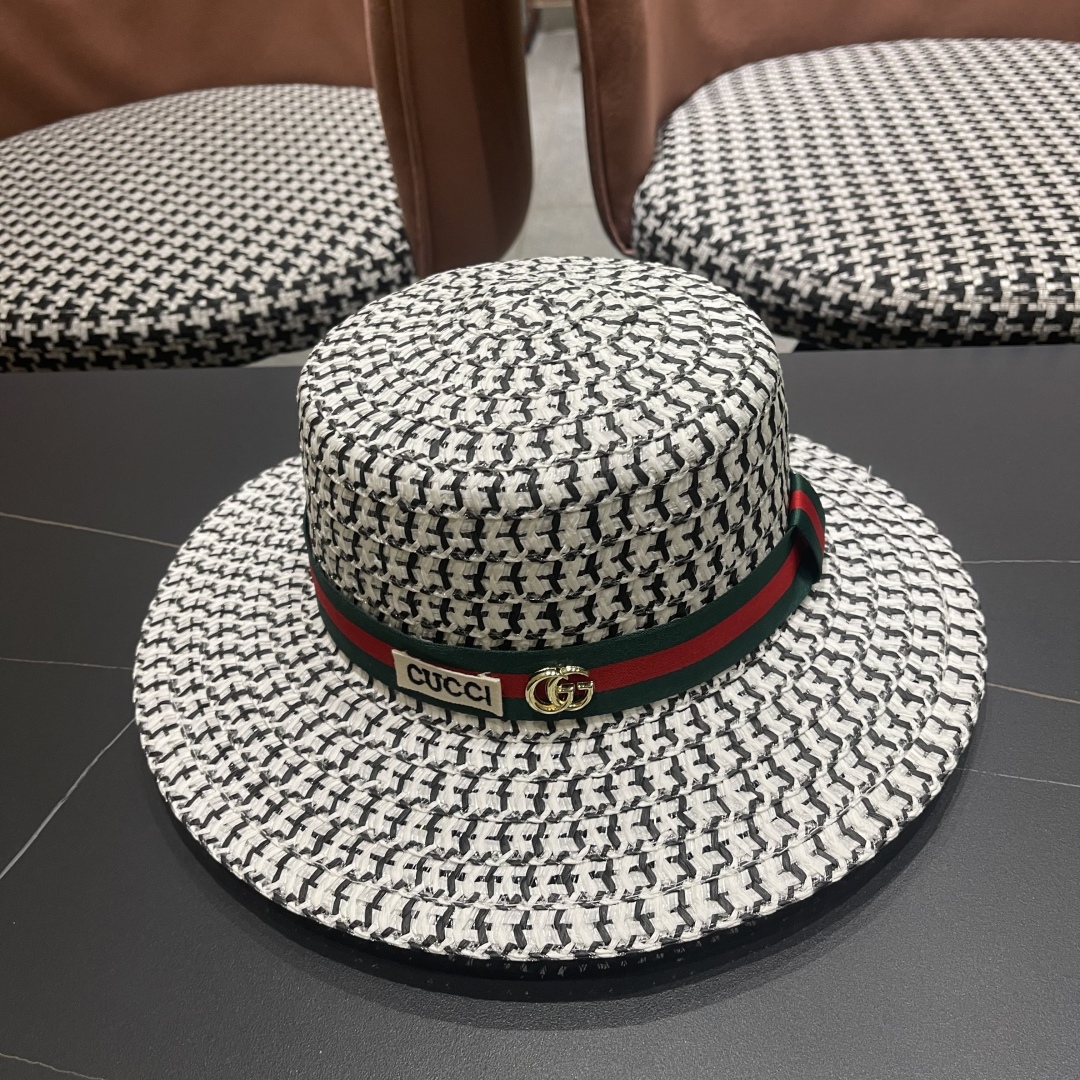  【GUCCI古奇】2025新款草编遮阳草帽🤩沙滩风，简约大方，百搭单品～新品上架