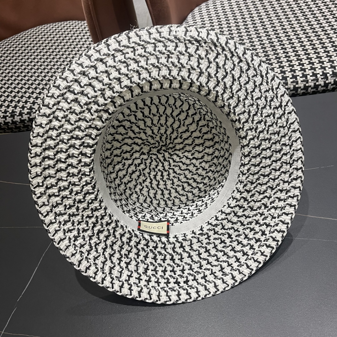  【GUCCI古奇】2025新款草编遮阳草帽🤩沙滩风，简约大方，百搭单品～新品上架