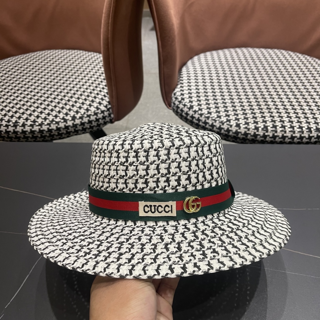  【GUCCI古奇】2025新款草编遮阳草帽🤩沙滩风，简约大方，百搭单品～新品上架