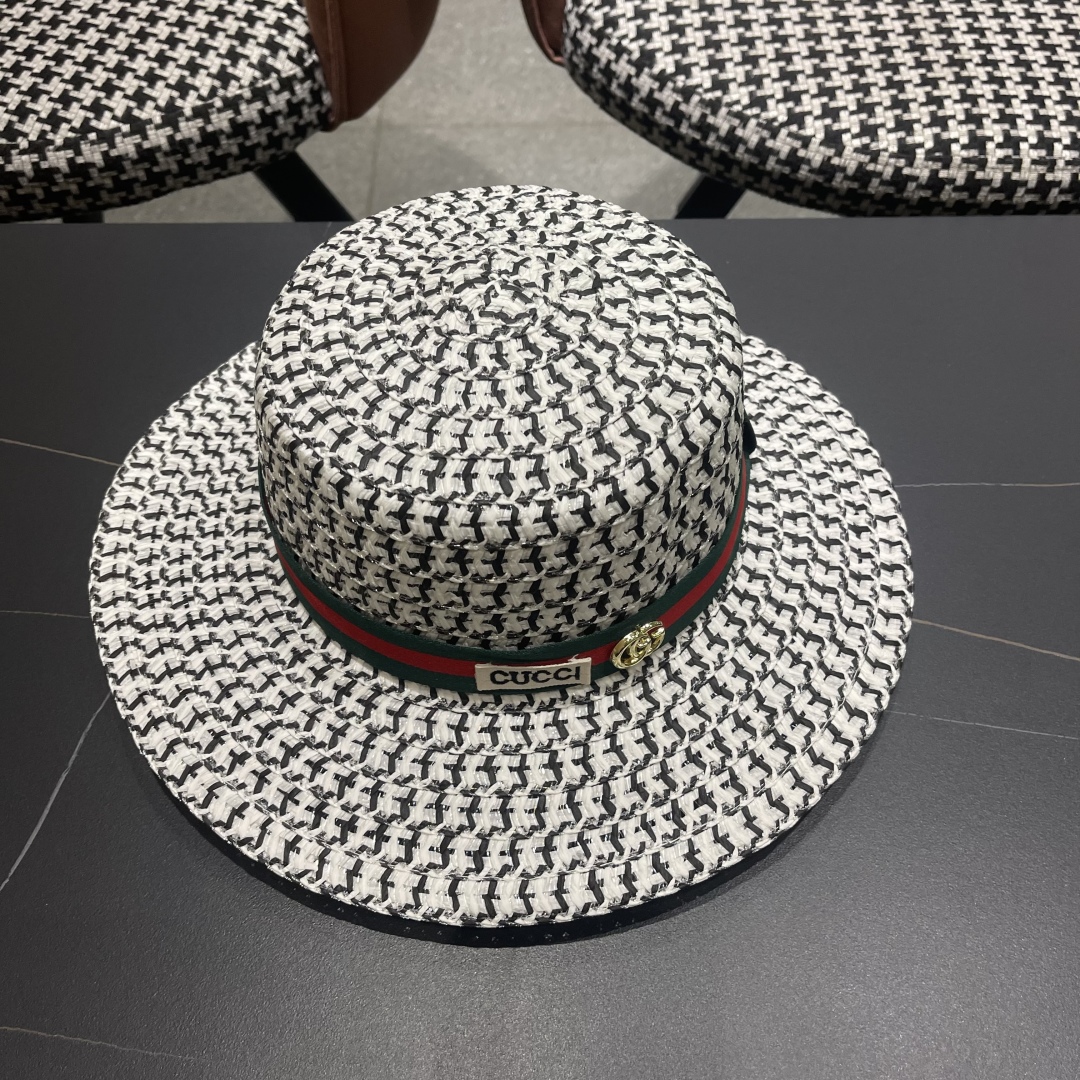  【GUCCI古奇】2025新款草编遮阳草帽🤩沙滩风，简约大方，百搭单品～新品上架