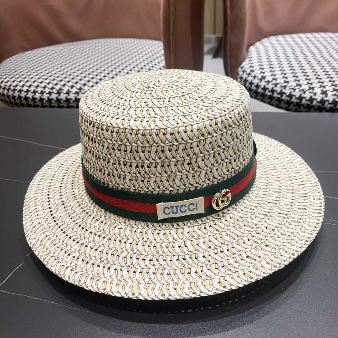  【GUCCI古奇】2025新款草编遮阳草帽🤩沙滩风，简约大方，百搭单品～新品上架