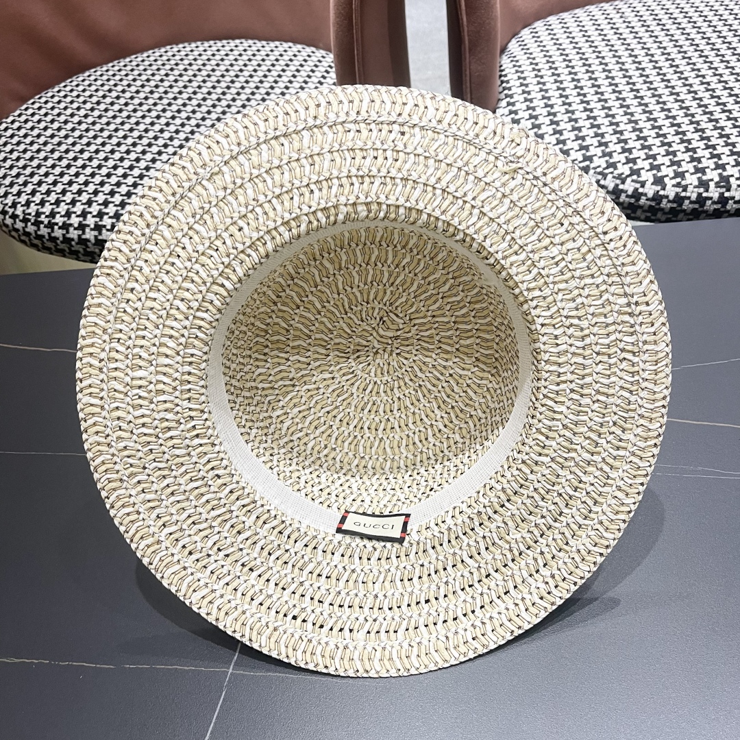  【GUCCI古奇】2025新款草编遮阳草帽🤩沙滩风，简约大方，百搭单品～新品上架