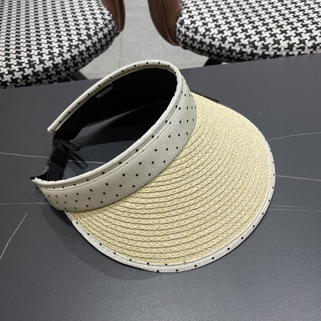  香奈儿CHANEL 新款法式波点大檐品脸小遮阳草编空顶帽女春夏防
晒潮时尚休闲 01