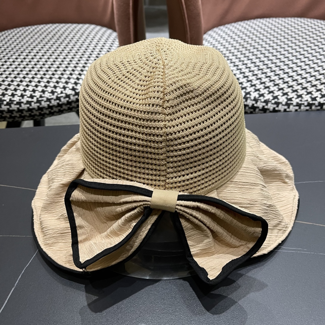  MONCLER蒙口✨2025新款渔夫帽女春夏季防晒遮阳帽大沿帽蝴蝶结百搭
