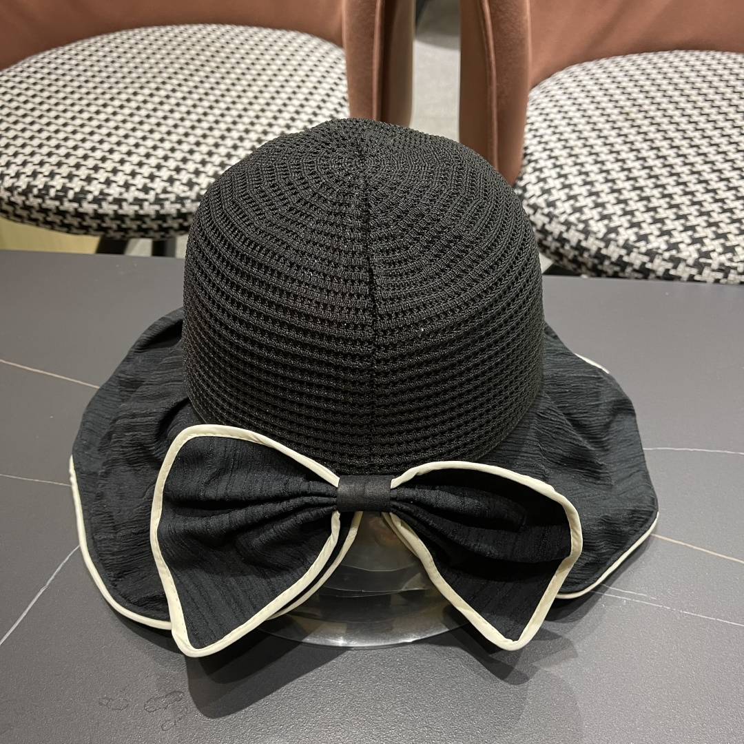  MONCLER蒙口✨2025新款渔夫帽女春夏季防晒遮阳帽大沿帽蝴蝶结百搭