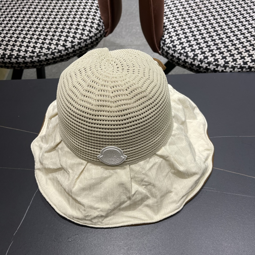  MONCLER蒙口✨2025新款渔夫帽女春夏季防晒遮阳帽大沿帽蝴蝶结百搭