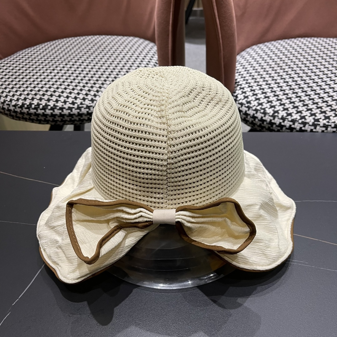  MONCLER蒙口✨2025新款渔夫帽女春夏季防晒遮阳帽大沿帽蝴蝶结百搭