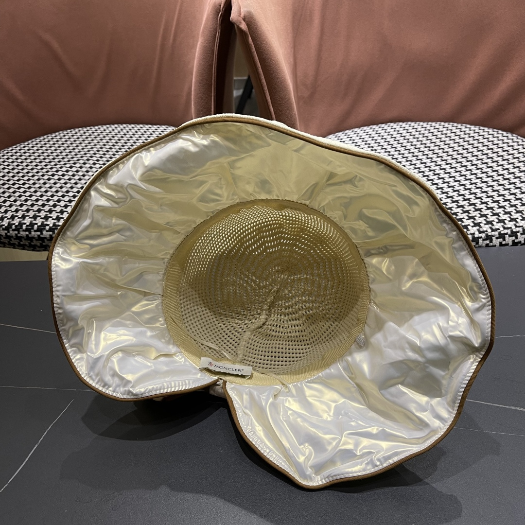  MONCLER蒙口✨2025新款渔夫帽女春夏季防晒遮阳帽大沿帽蝴蝶结百搭