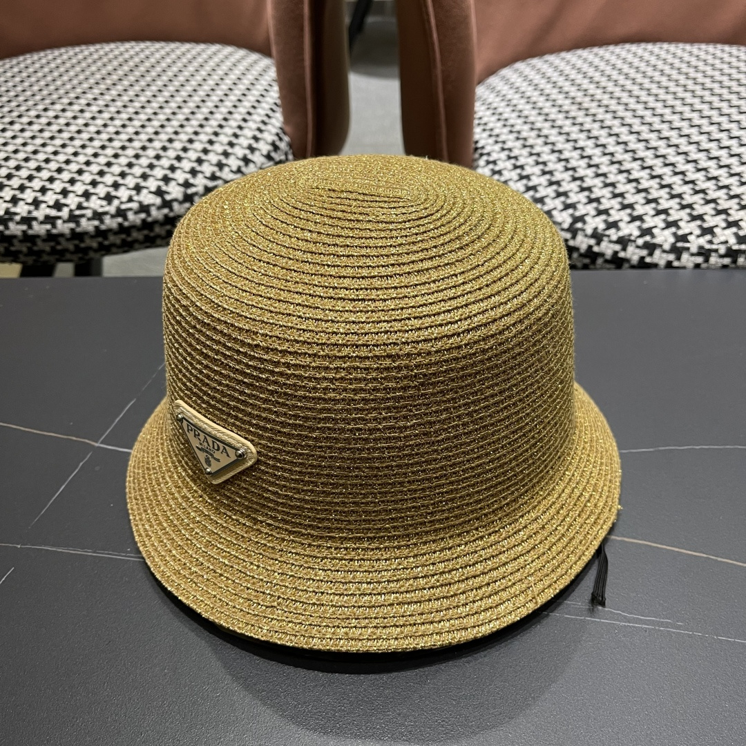  PRADA普拉达2025春夏新款遮阳草帽防嗮遮阳帽，