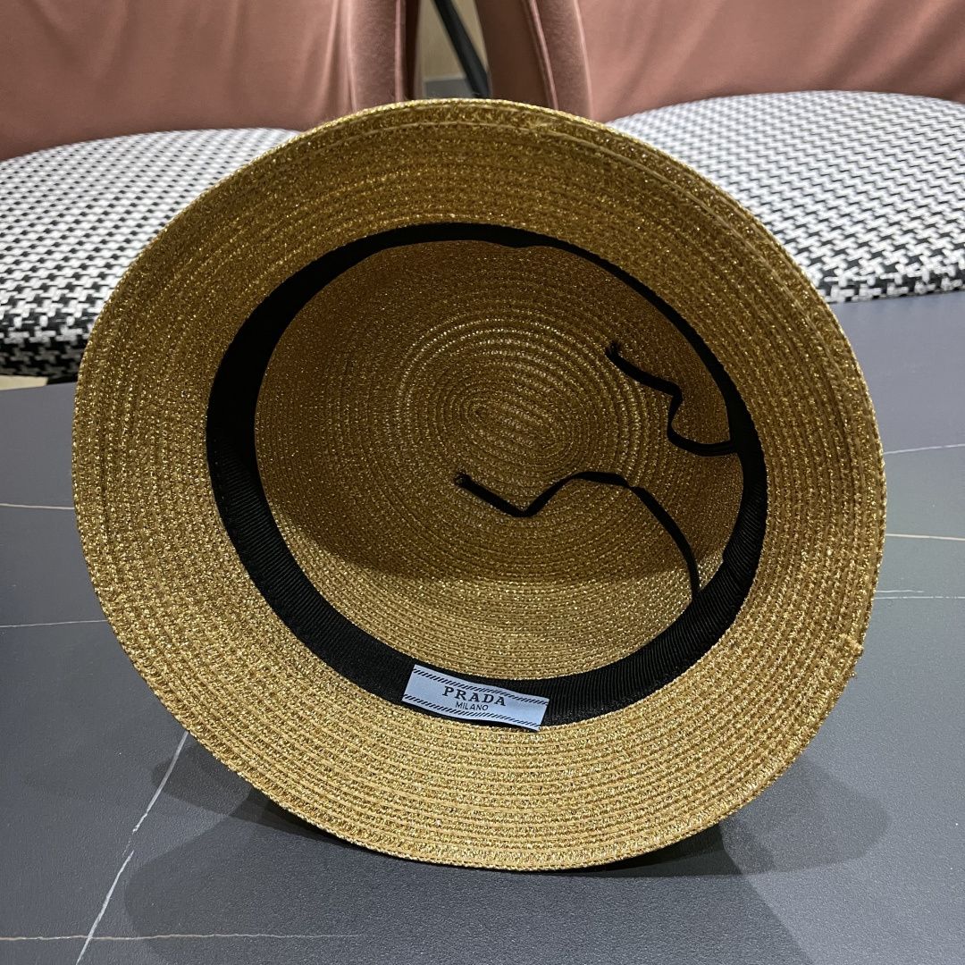  PRADA普拉达2025春夏新款遮阳草帽防嗮遮阳帽，