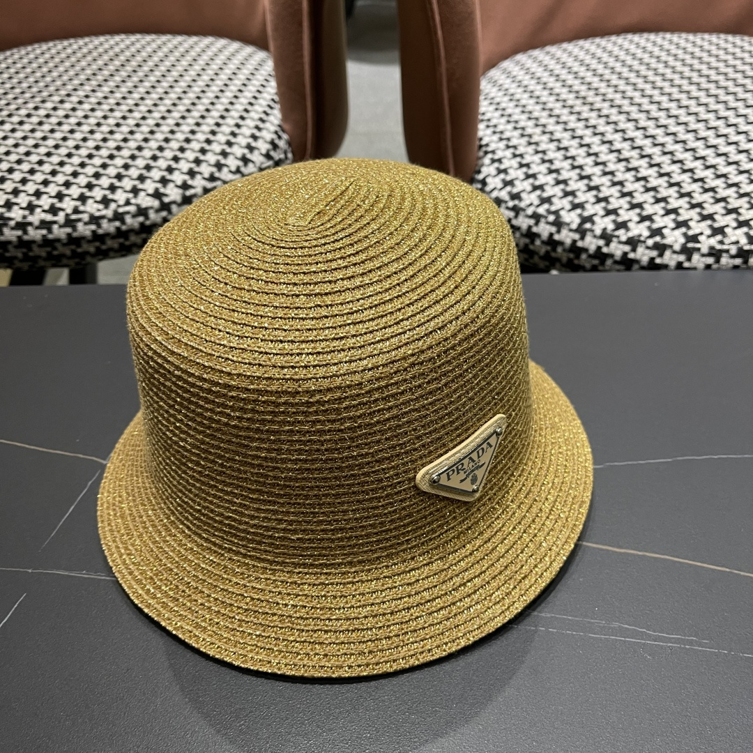  PRADA普拉达2025春夏新款遮阳草帽防嗮遮阳帽，