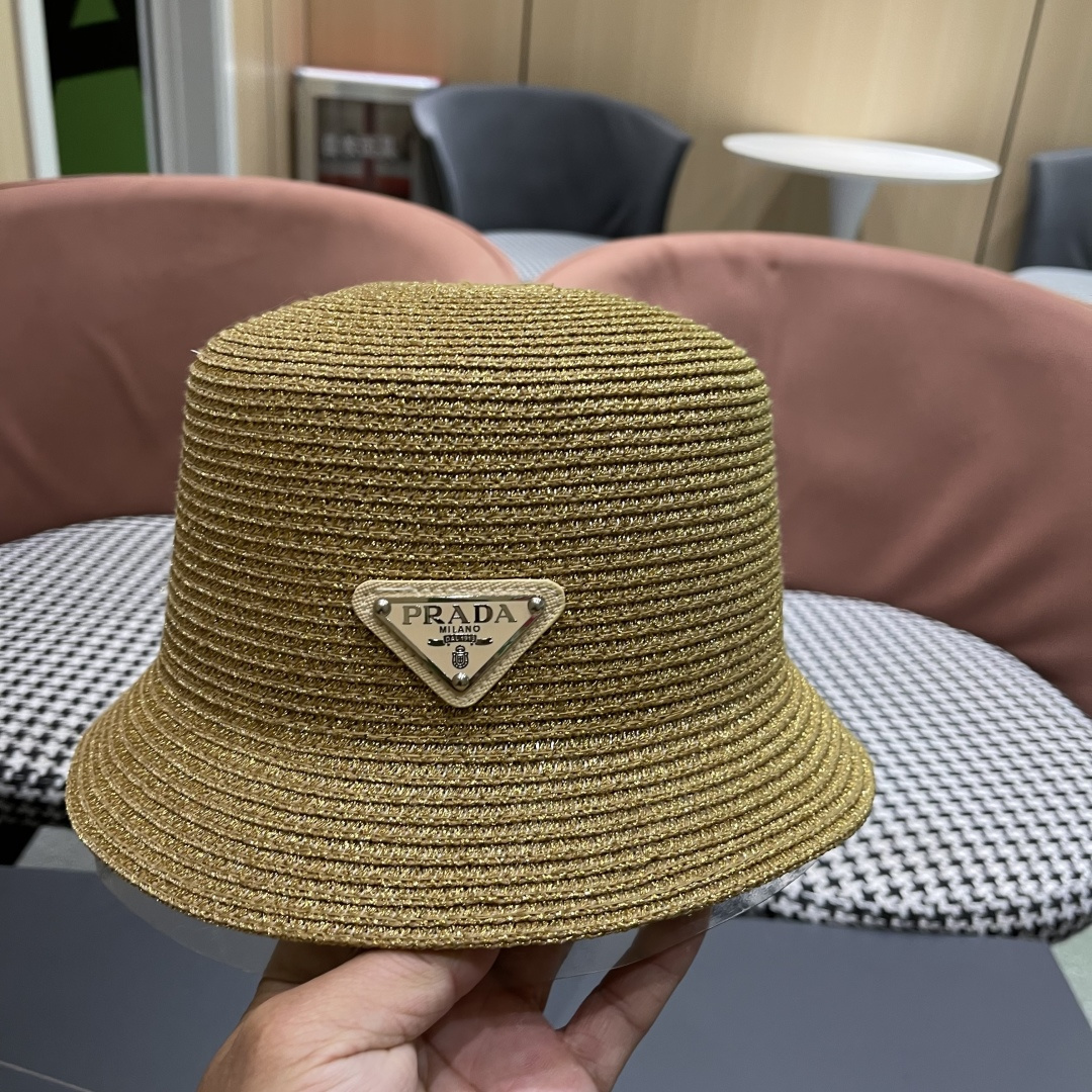  PRADA普拉达2025春夏新款遮阳草帽防嗮遮阳帽，