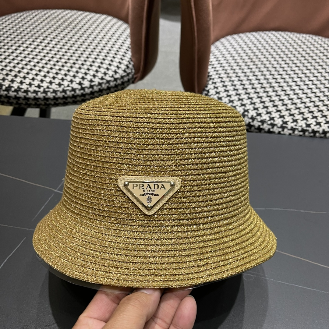  PRADA普拉达2025春夏新款遮阳草帽防嗮遮阳帽，