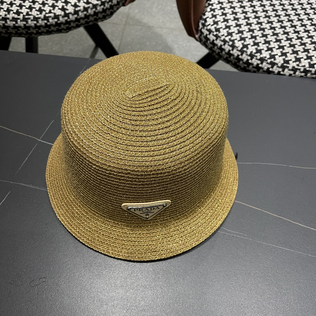  PRADA普拉达2025春夏新款遮阳草帽防嗮遮阳帽，