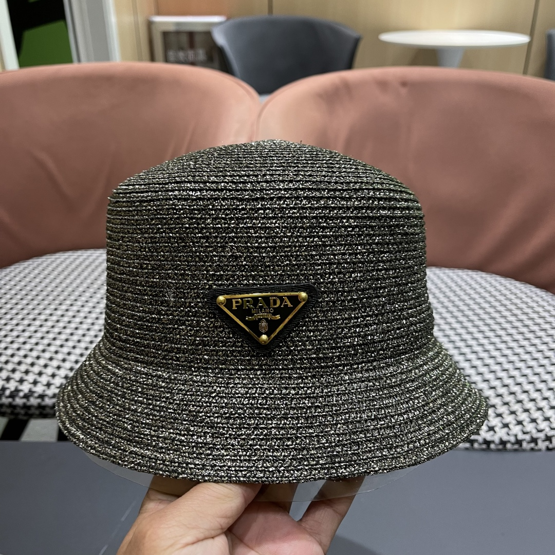  PRADA普拉达2025春夏新款遮阳草帽防嗮遮阳帽，