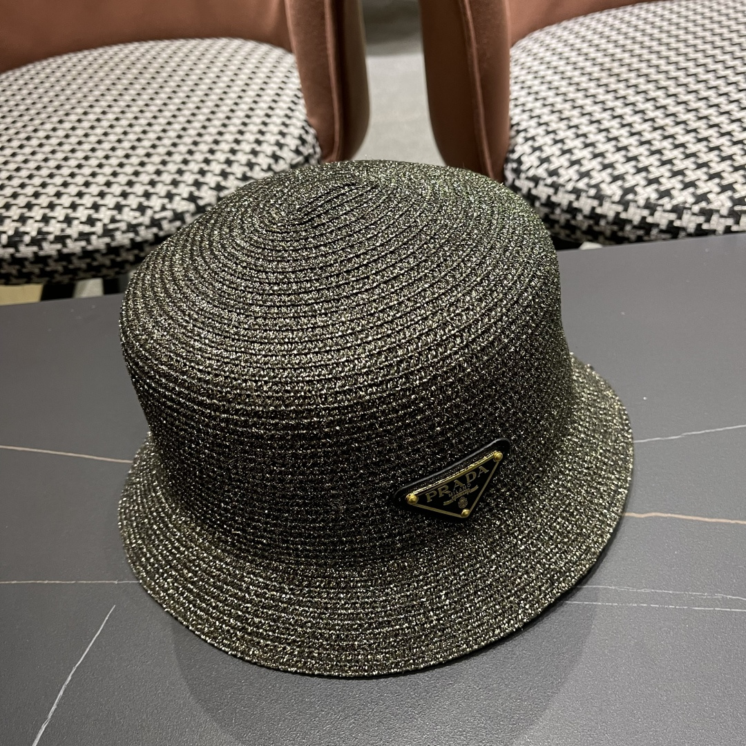  PRADA普拉达2025春夏新款遮阳草帽防嗮遮阳帽，