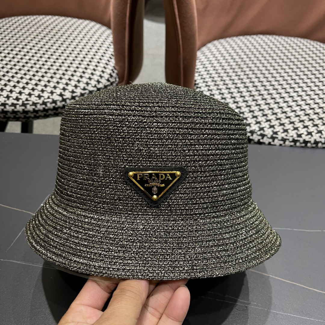  PRADA普拉达2025春夏新款遮阳草帽防嗮遮阳帽，