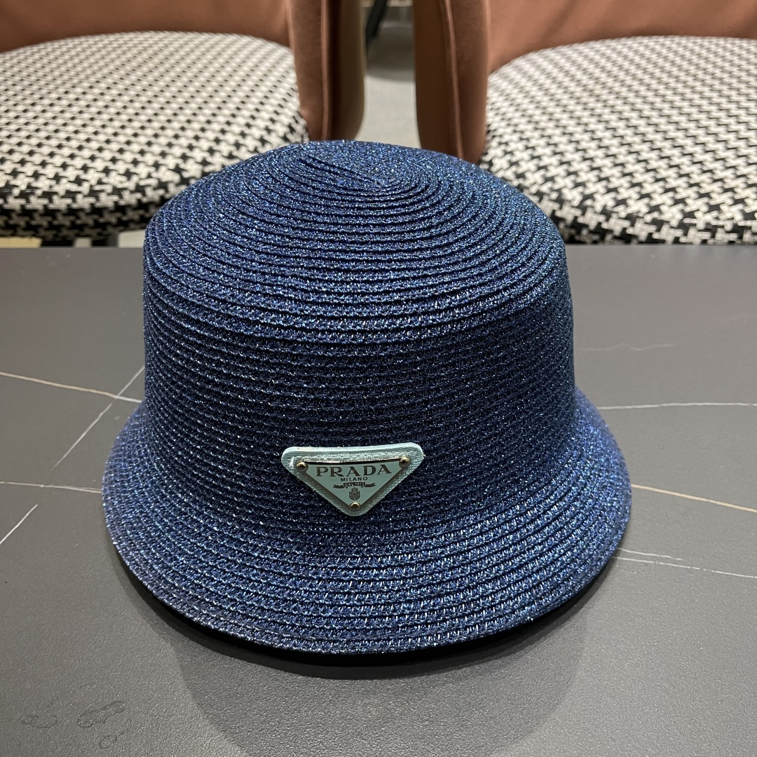  PRADA普拉达2025春夏新款遮阳草帽防嗮遮阳帽，
