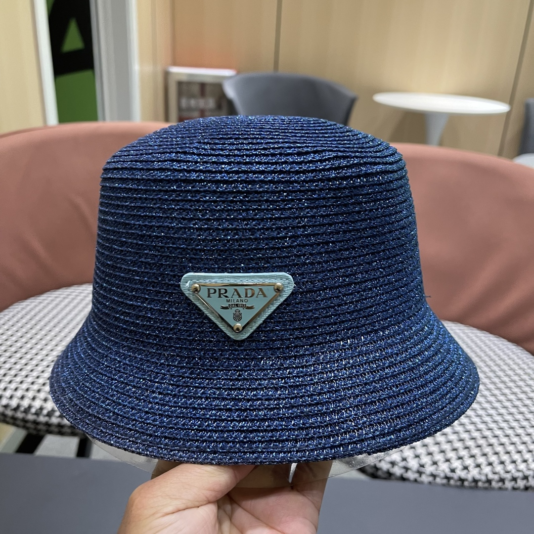  PRADA普拉达2025春夏新款遮阳草帽防嗮遮阳帽，