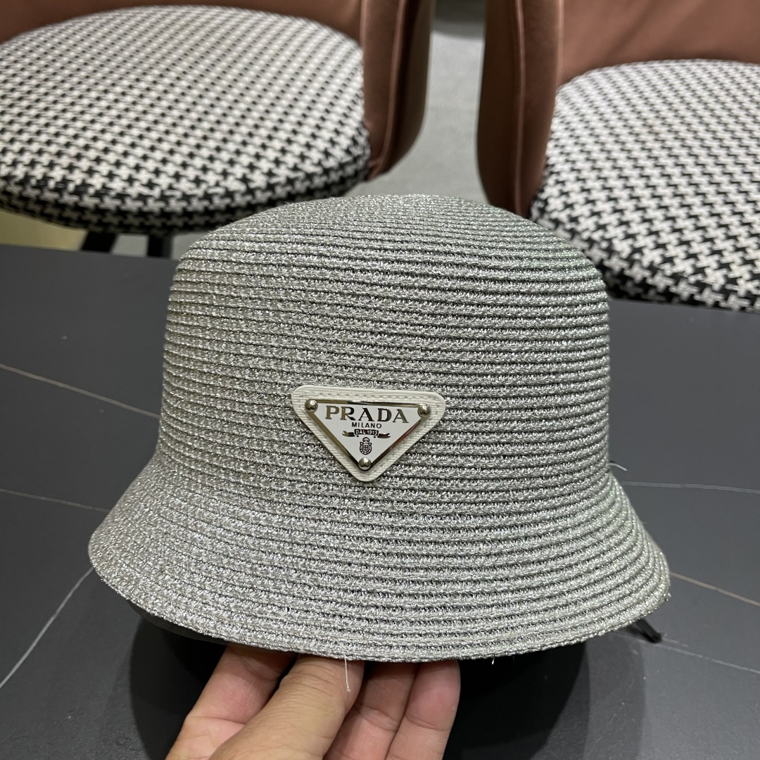  PRADA普拉达2025春夏新款遮阳草帽防嗮遮阳帽，