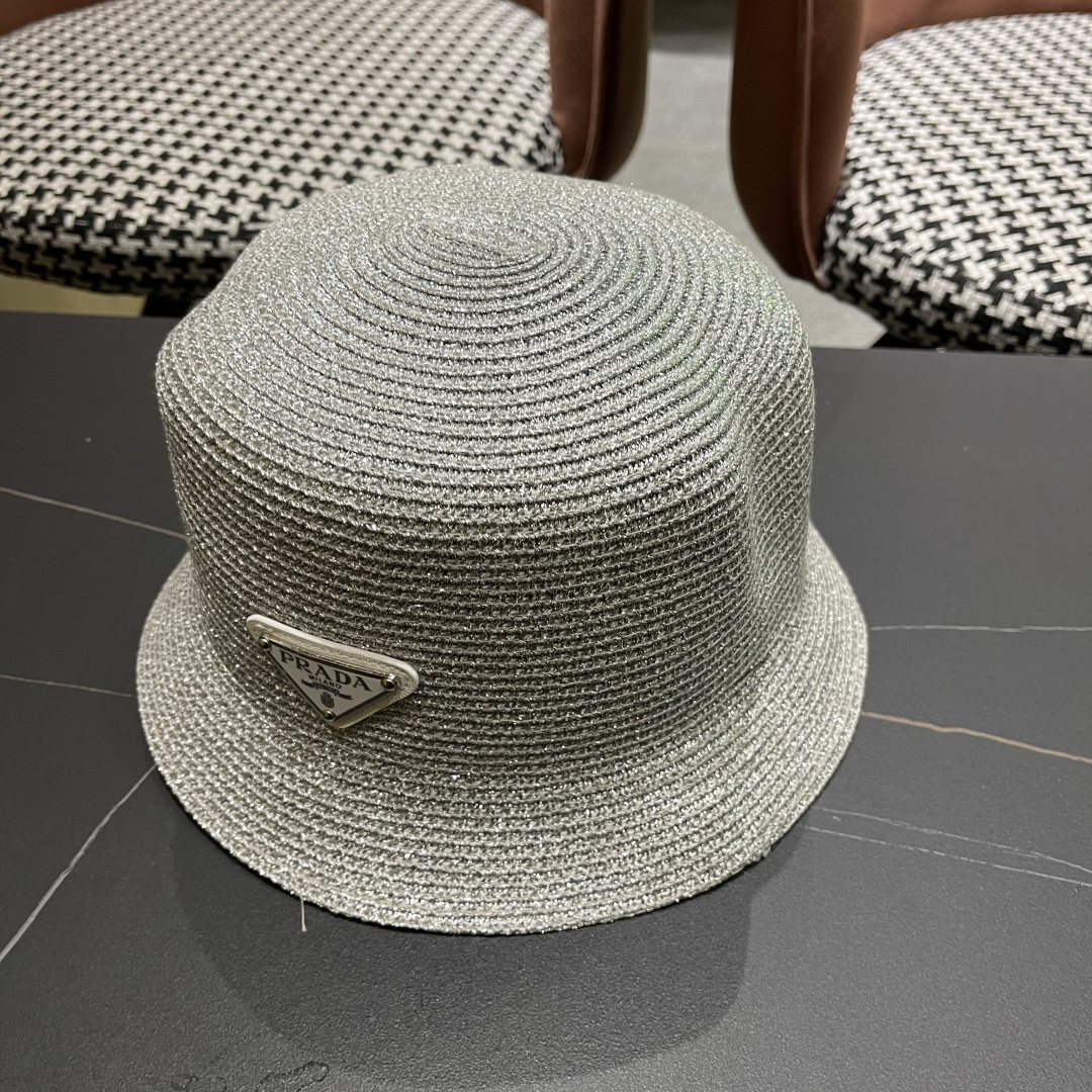  PRADA普拉达2025春夏新款遮阳草帽防嗮遮阳帽，