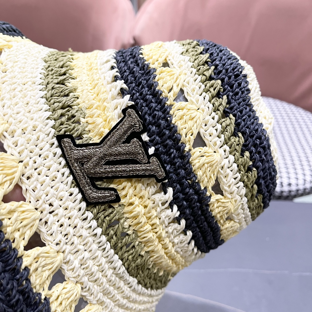  lv路易威登韩版新款气质渔夫帽子女出游甜美百搭防晒流苏镂空遮阳草帽潮网红同款