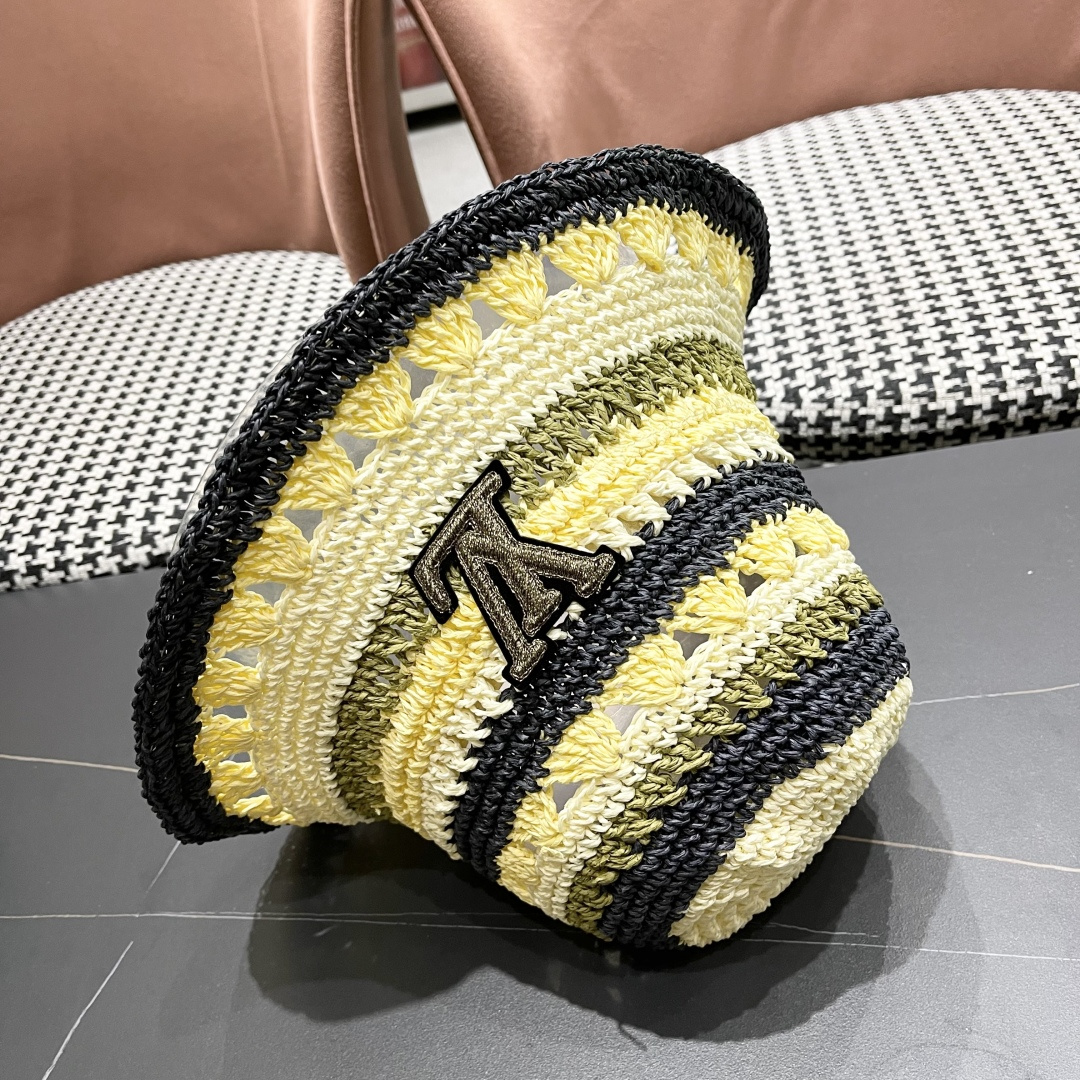  lv路易威登韩版新款气质渔夫帽子女出游甜美百搭防晒流苏镂空遮阳草帽潮网红同款