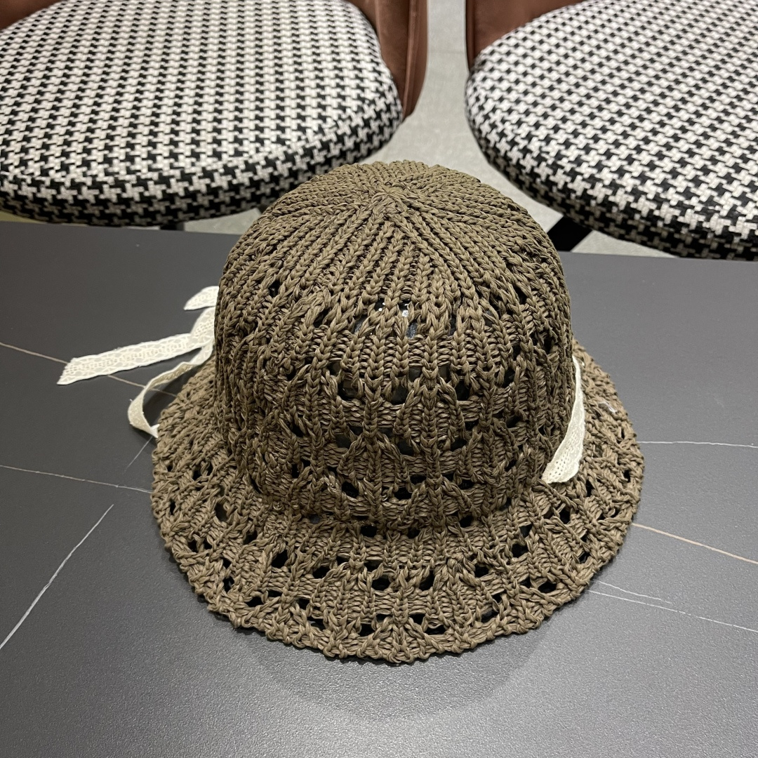  香奈儿Chanel 草帽女夏季时尚编织帽子赫本风蕾丝防晒帽复古百
搭镂空草帽沙滩帽