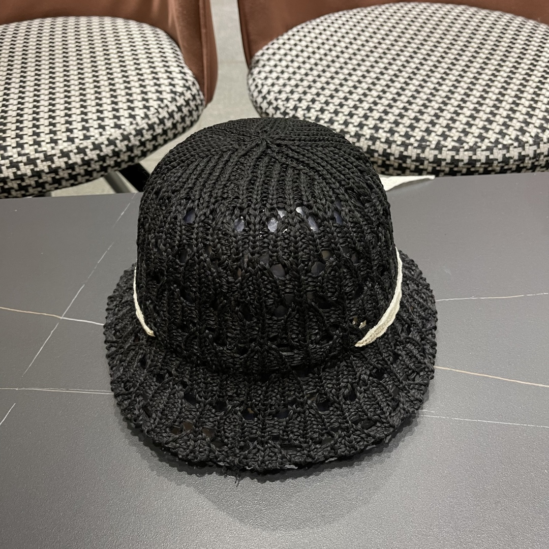  香奈儿Chanel 草帽女夏季时尚编织帽子赫本风蕾丝防晒帽复古百
搭镂空草帽沙滩帽