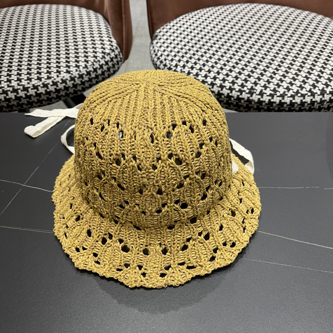  香奈儿Chanel 草帽女夏季时尚编织帽子赫本风蕾丝防晒帽复古百
搭镂空草帽沙滩帽