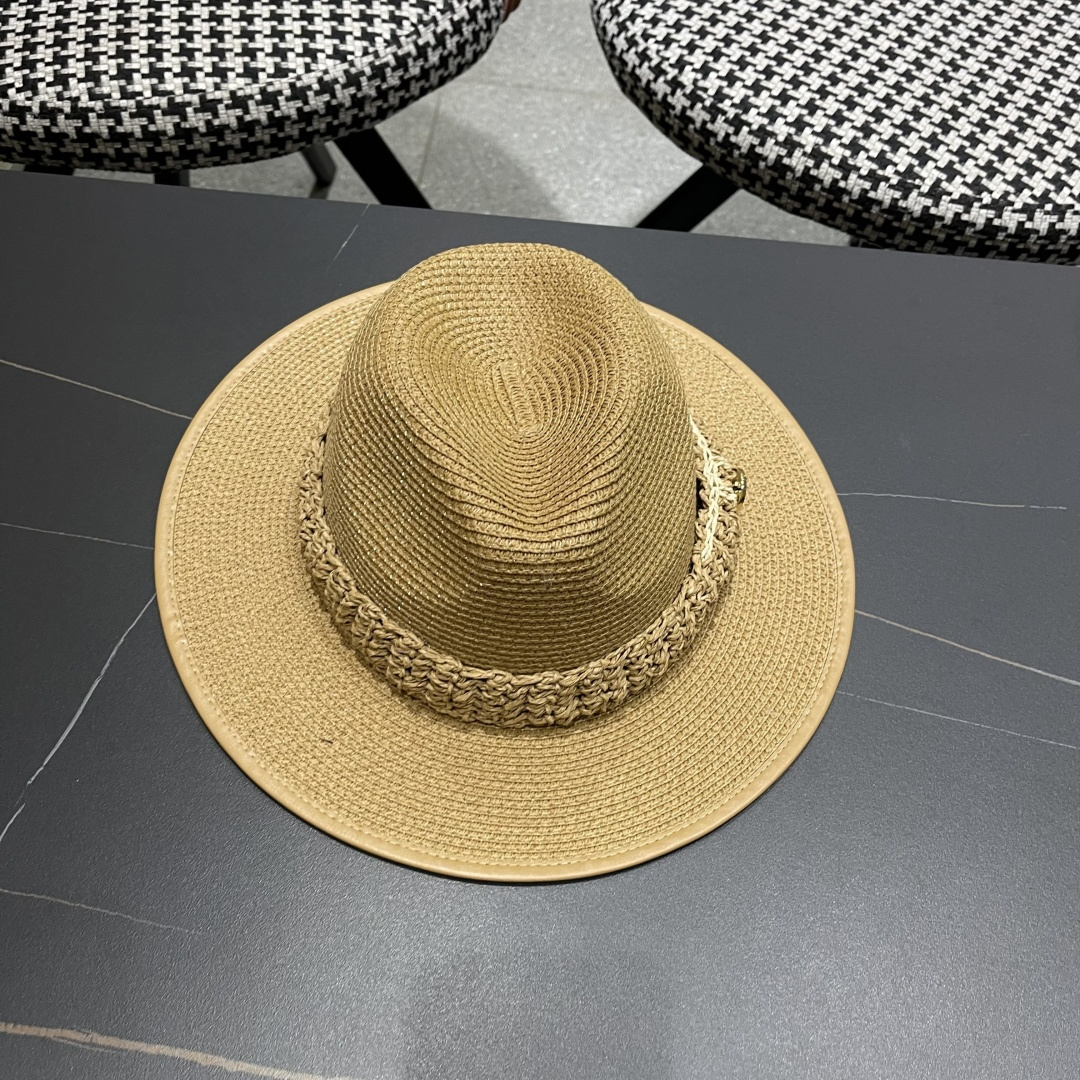 香奈儿Chanel 甬制防晒法式太阳帽潮夏夭新款帽子草编礼帽简约沙滩清凉度假遮阳