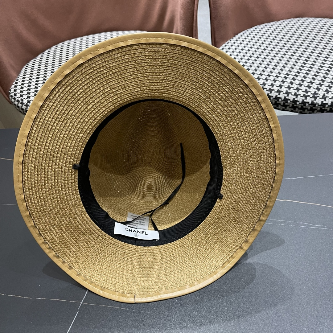 香奈儿Chanel 甬制防晒法式太阳帽潮夏夭新款帽子草编礼帽简约沙滩清凉度假遮阳